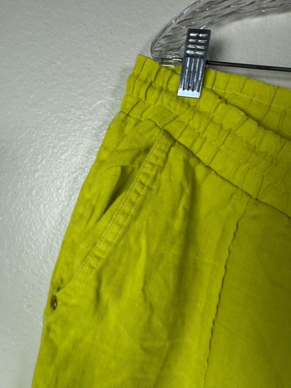 Ellen Tracy Women Lime Green 100% Linen Elastic Waist Pants Size Large Lagenlook - Picture 13 of 15
